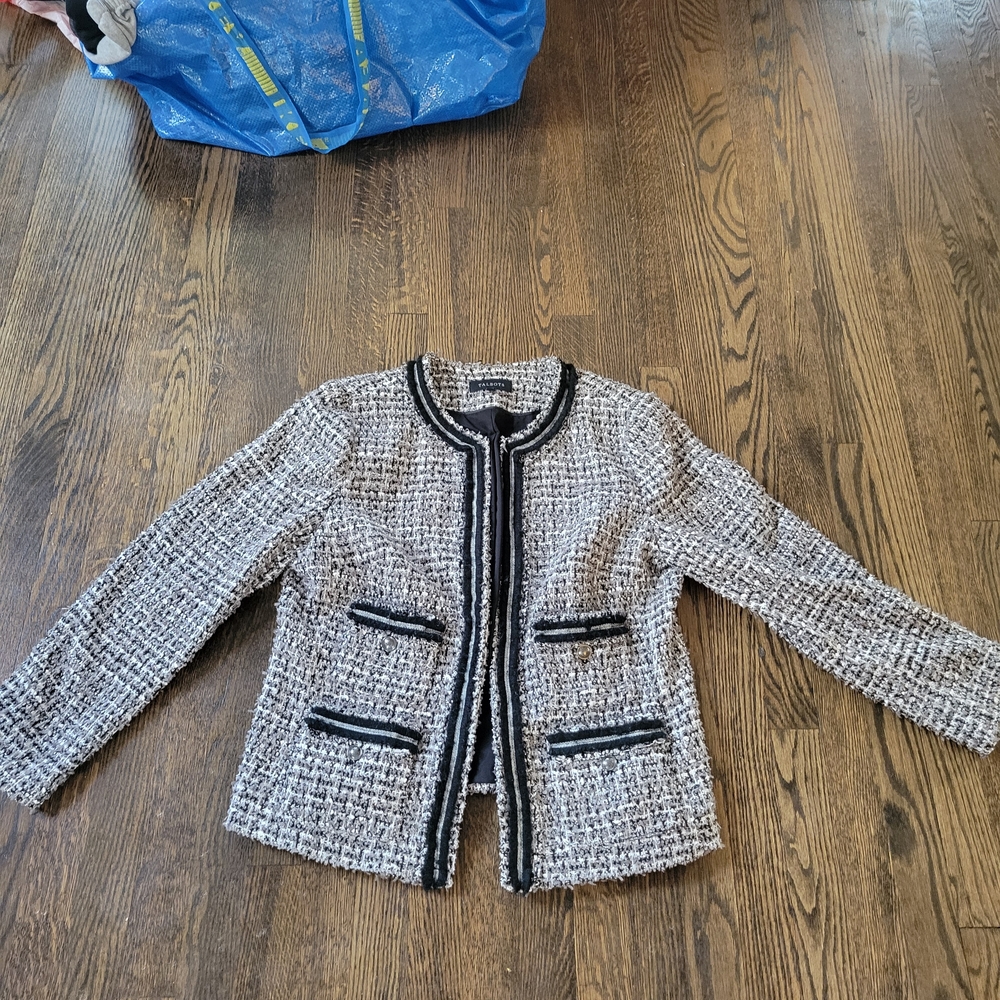 Talbots Black and White Textured Blazer